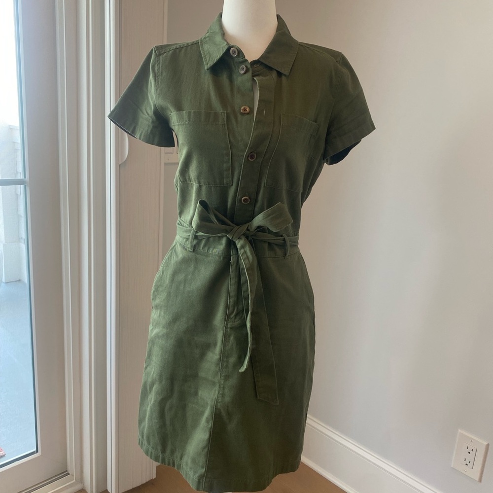 J. Crew Forest Green Mini Shirt Dress